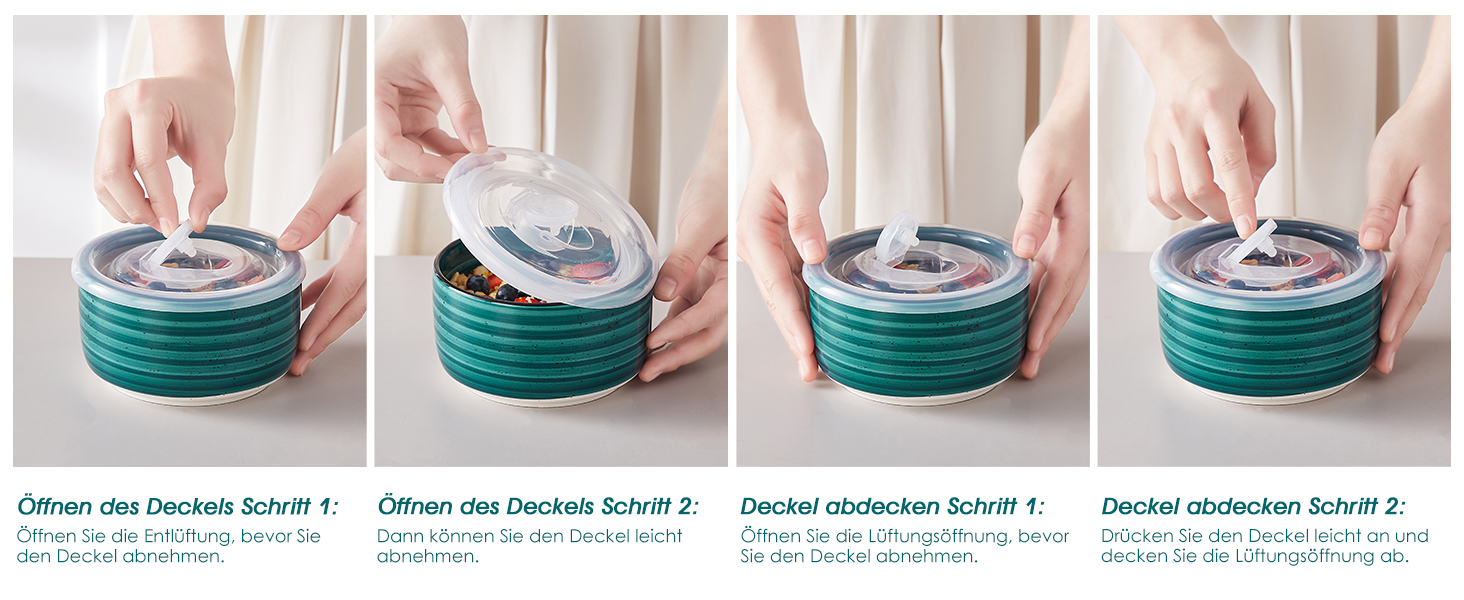 Набір керамічних супових та сервірувальних тарілок Vancasso Bonbon з кришкою (4 шт.) - для обіду, пікніка, кухні