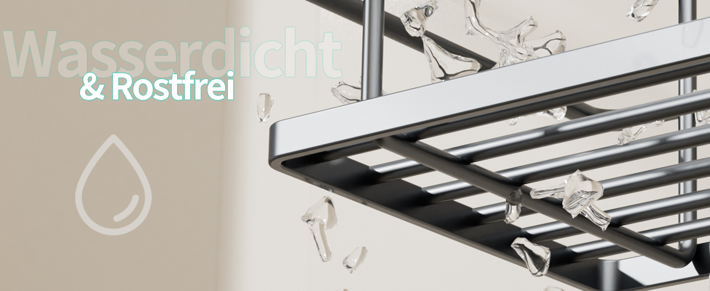 Настінна поличка для душу HapiRm з 4 гачками - поворотна 360°, органайзер для шампуню та мийних засобів, сріблястий