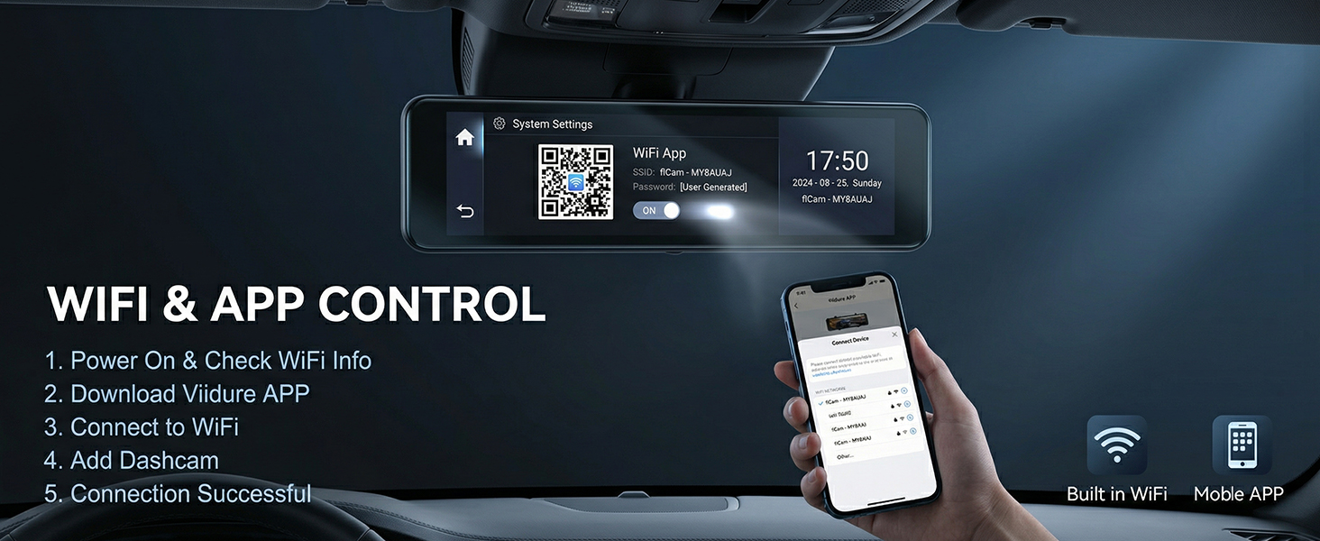 Дзеркало заднього виду з відеореєстратором Hodozzy 4K+1080P, GPS, ADAS, BSD, Wi-Fi, 10.88