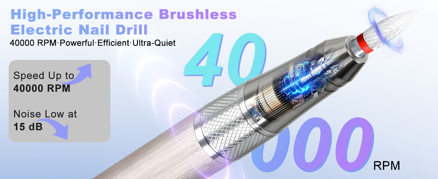 Професійний фрезер для нігтів ENGERWALL M95G: 40000 об/хв, акумулятор 24 год, бездротовий, з LCD, для гелю та акрилу