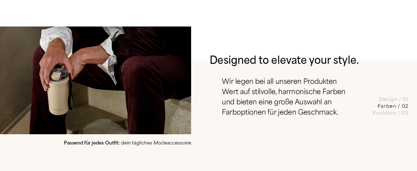 Термокружка для кави та чаю LARS NYSØM | 380 мл, з Tritan кришкою та петлею | Зі сталі, з ізоляцією, витокозахисна, Taupe Brown