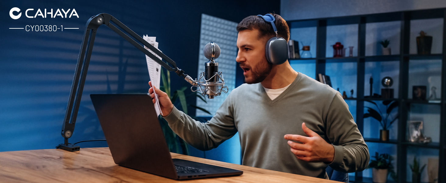Підлокітник для мікрофона CAHAYA CY00380-1: регульований штатив з широкою основою, адаптер 3/8' - 5/8'