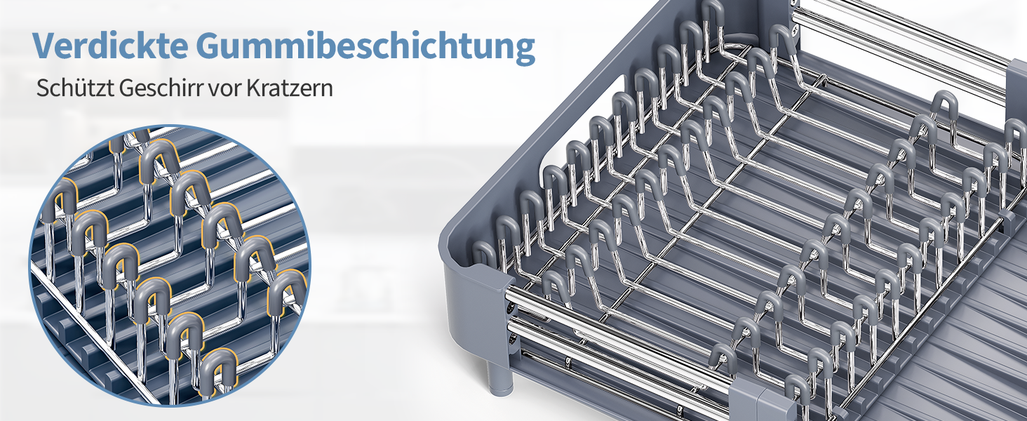 Стійка для сушіння посуду KINGRACK, розширювана, з нержавіючої сталі, сіра