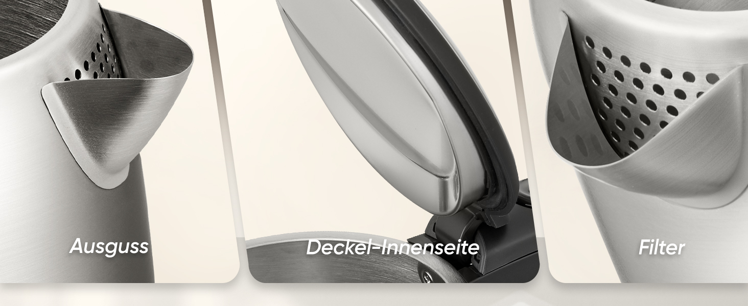 Електричний чайник Cosori з нержавіючої сталі, 1.7 л, BPA free, Strix-технологія, 2200W, з функцією захисту від сухого кипіння, поворотний на 360°