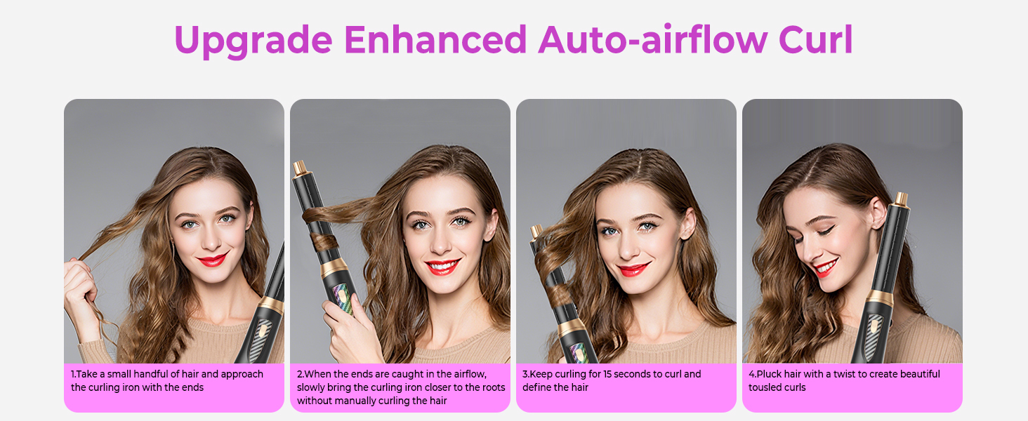 Стайлер для волосся 5 в 1 UKLISS Airstyler: іонний фен-щітка з автозавиванням (32 мм), набір для сушіння, випрямлення та об'єму, чорний