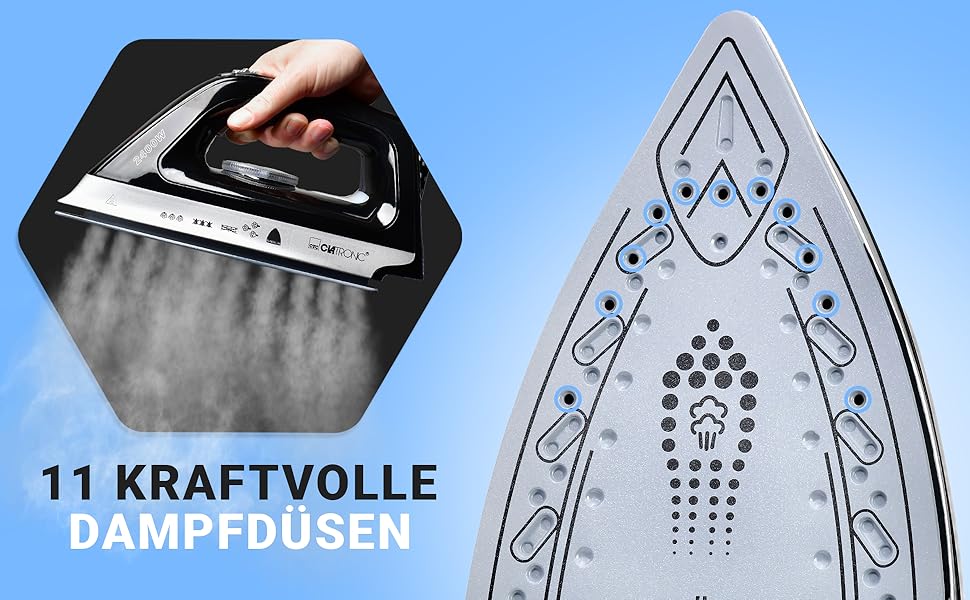 Праска-парогенератор Clatronic DBS 3749 чорна | 3,5 бар, 1,2 л, 2400 Вт | Анти-крапельна система, Superglide-підошва