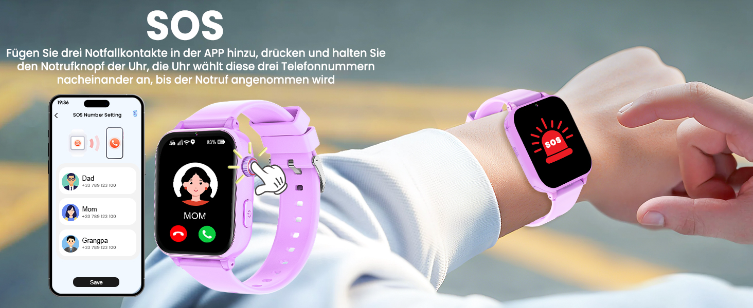 Дитячий розумний годинник з GPS та телефоном, 4G, блакитний. З відеодзвінками, чатом, SOS, ігровими функціями, будильником, шкільним режимом. Подарунок для хлопчиків та дівчаток 4-12 років.