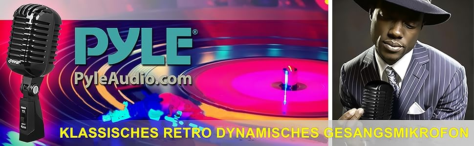 Динамічний мікрофон Pyle Vintage Style з XLR-кабелем 4.88м для живих виступів та студійних записів, червоний