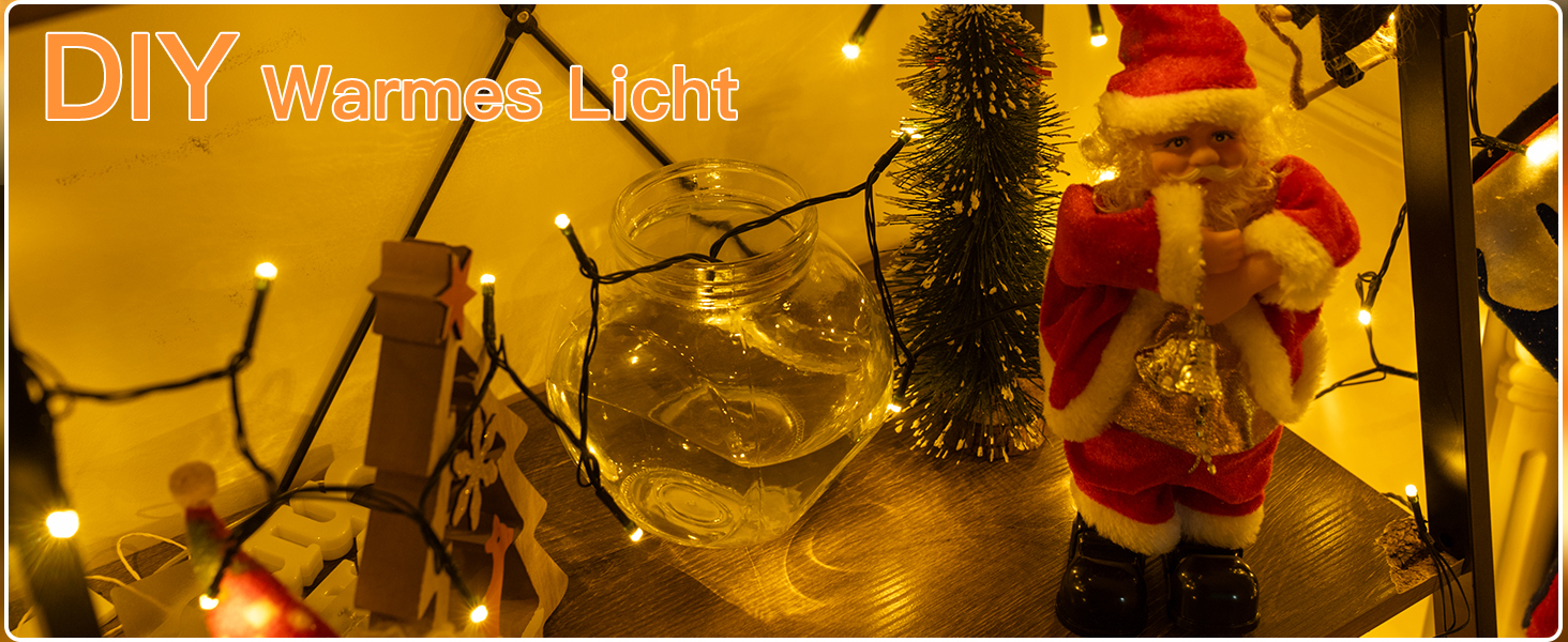 Ланцюжок прикрас Ollny з 150 LED, 15 м, тепле біле світло, IP44, для саду, вечірки, Нового року (зелений кабель)