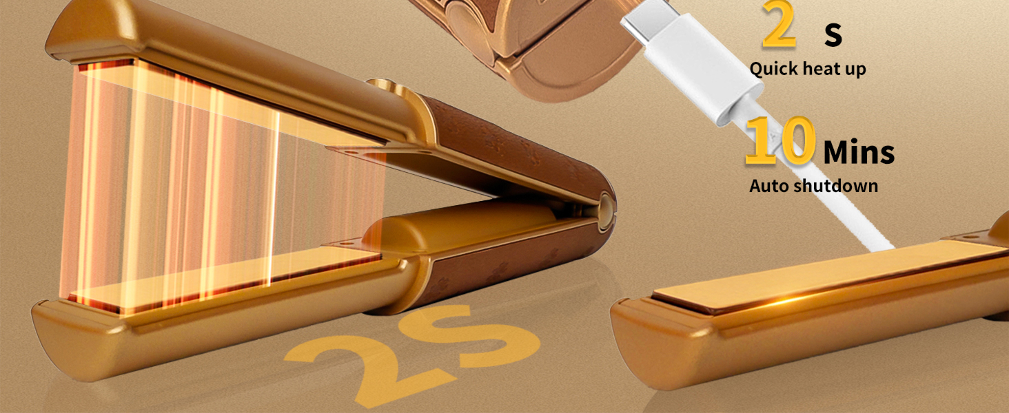 Бездротовий випрямляч для волосся 2-в-1 з акумулятором 5000mAh, міні-випрямляч для подорожей, випрямлення та завивання, портативний, швидкий нагрів 210°C/410°F, колір: коричневий, бренд: Urban Ol