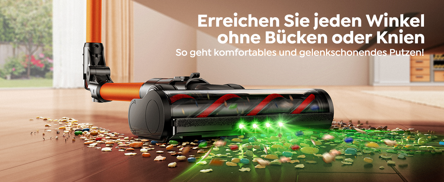 Бездротовий акумуляторний пилосос Fieety 600W з ароматерапією та гнучким з'єднанням, 65 хвилин роботи, для твердих поверхонь, килимів та авто