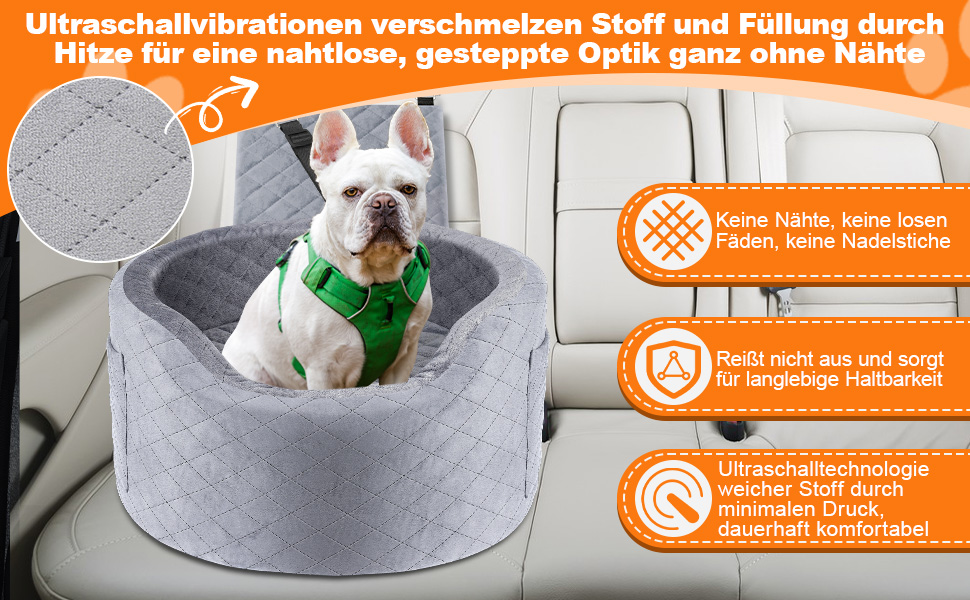 Автокрісло для собак - чорне автокрісло-бустер для маленьких собак з 28D Memory Foam, неслизька та водонепроникна підкладка, переносна клітка з кишенями для зберігання та ковдрою, чорний (02-Сірий)