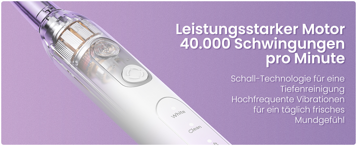 Електрична зубна щітка YUNCHI C2 з 40000 вібрацій на хвилину, звукова щітка для дорослих, зарядка USB-C, акумулятор на 55 днів, 5 режимів чищення, таймер 2 хвилини, 8 насадок, дорожній футляр, чорний (C2 фіолетовий та білий)