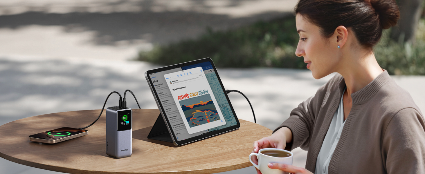 Powerbank UGREEN Nexode 20000mAh 130W з USB-C PD 3.0, цифровим дисплеєм, сумісний з iPhone, Galaxy, MacBook, Dell