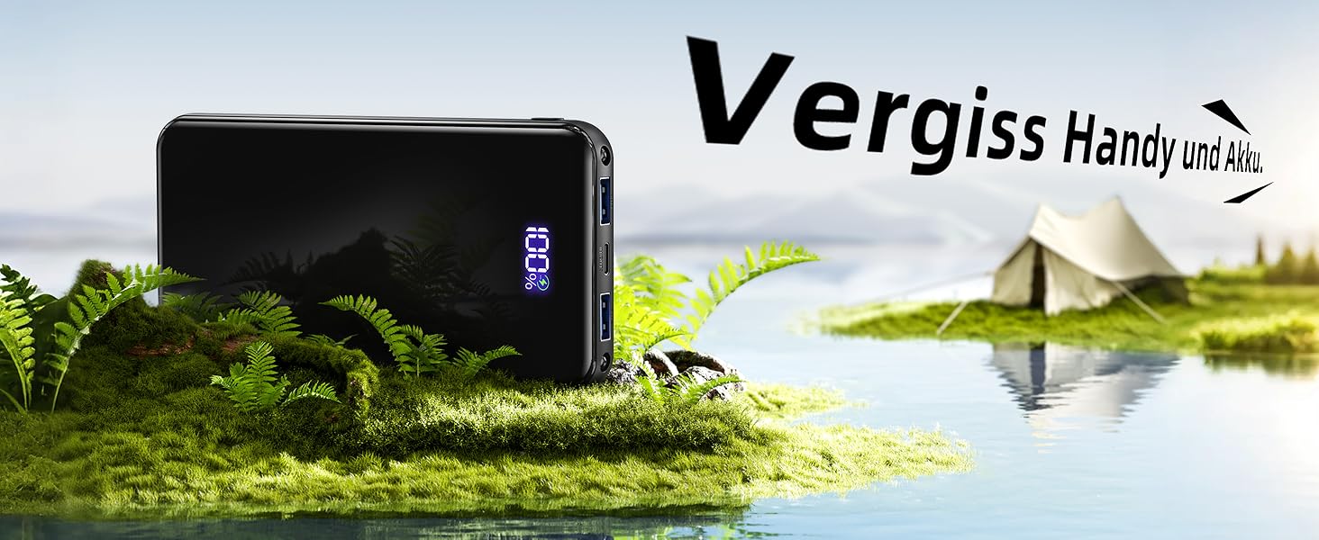 Power Bank 26800mAh з швидкою зарядкою 22,5W USB-C PD3.0 & QC4.0. Портативний акумулятор для iPhone, Galaxy та інших пристроїв. LED дисплей, чорний