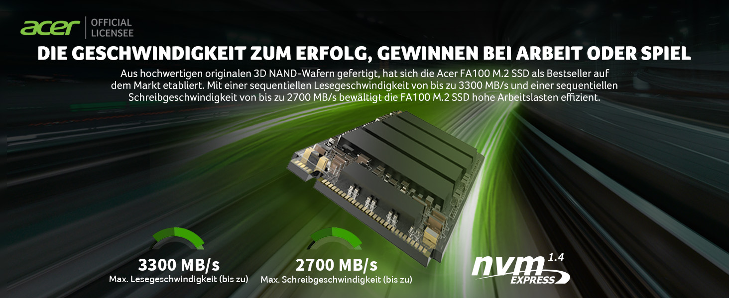 SSD Acer FA100 512GB PCIe 3.0 NVMe - Швидкий накопичувач для ПК та ноутбука