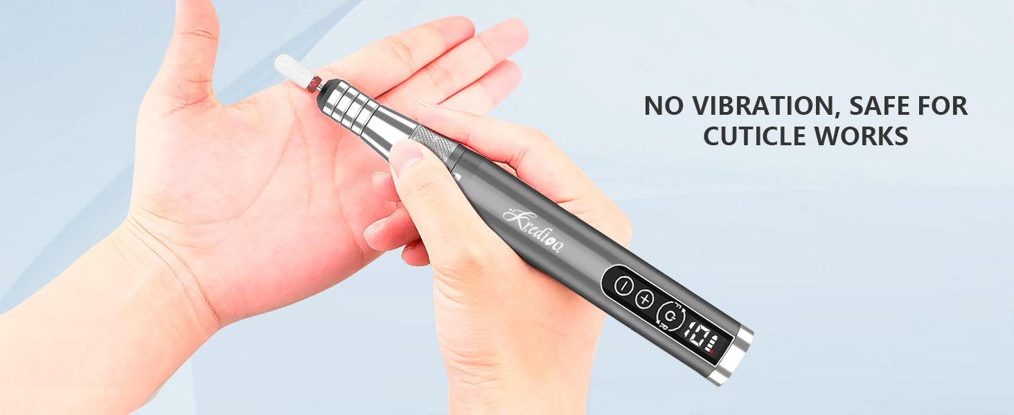 Електрична машинка для манікюру та педикюру Kredioo бездротова, 35000 об/хв з 6 насадками для видалення кутикули, шкарлагу, акрилу та гелю