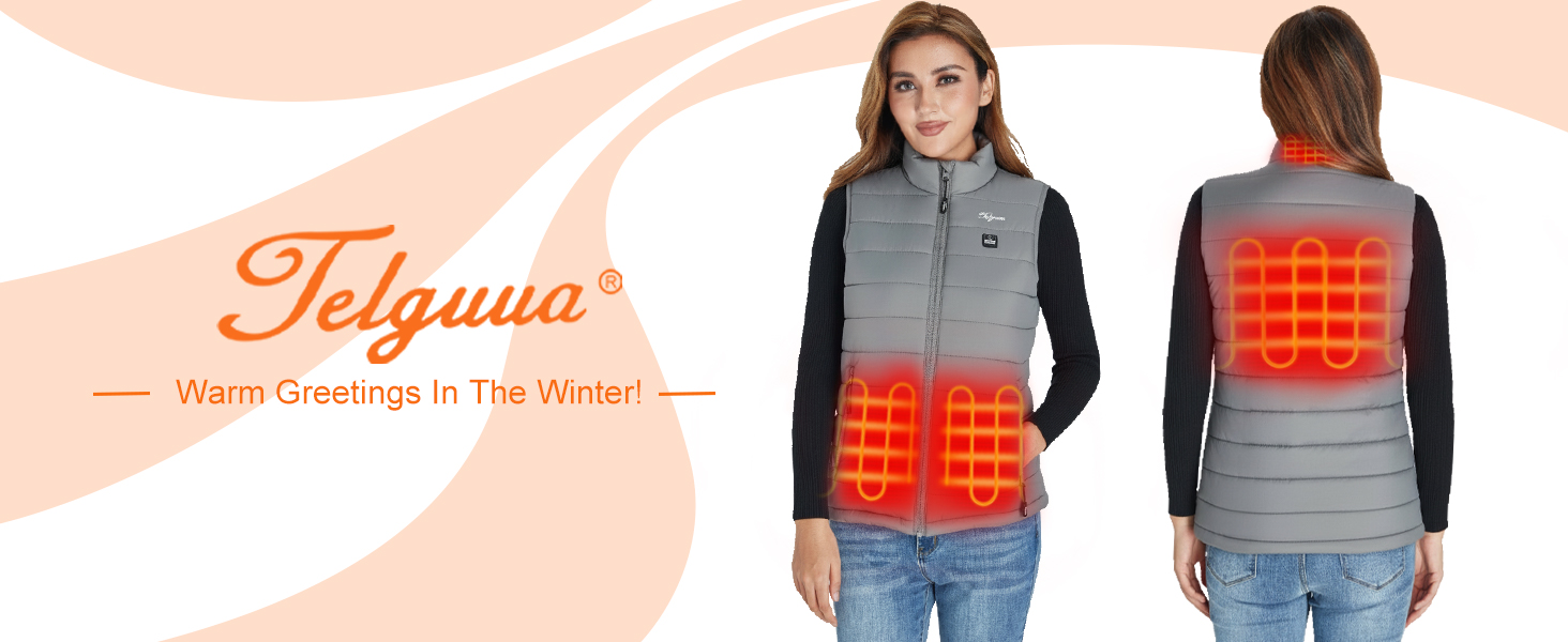 Гріюча жилетка для жінок Telguua з акумулятором 5V 12000mAh, USB-C, 4 зони нагріву, 3 режими температури, для активного відпочинку, біла (XXL, сірий)