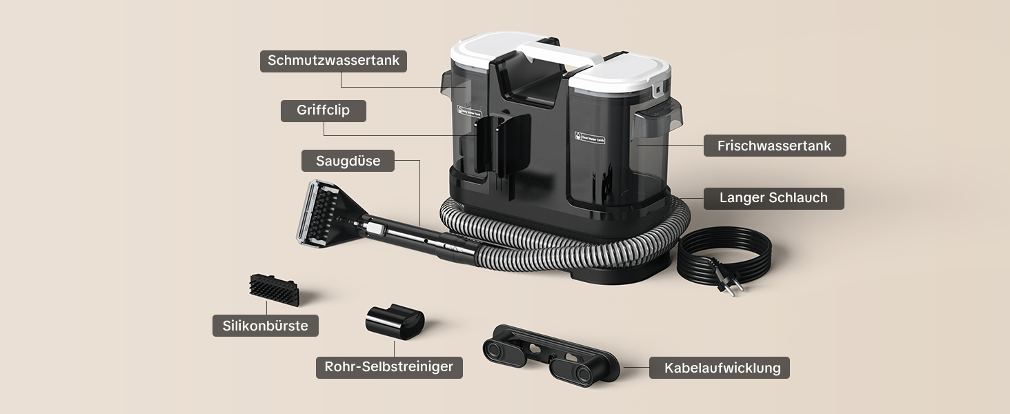 Низькопрофільний пилосос для вологого та сухого прибирання 450W з потужністю всмоктування 13500Pa, для килимів, м'яких меблів, диванів, крісел, сходи, автомобіля, килимків. Білий (чорно-білий)
