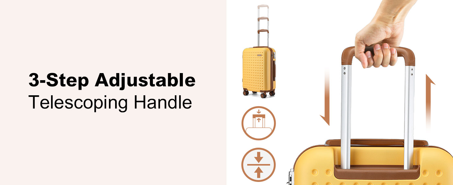 Чохол-валіза KONO з ABS-пластику, 65 x 42.5 x 25.5 см, з TSA-замком, білий, 24'M (жовтий, косметичка+20')