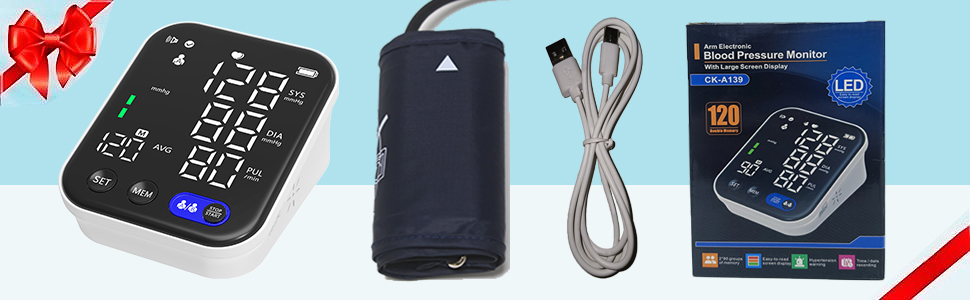 Тонометр на плече з LED-дисплеєм, HD-підсвічуванням, виявлення аритмії, CK-A139