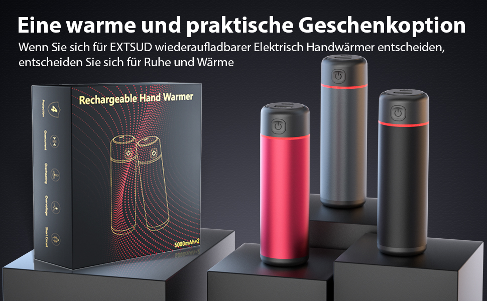 Електричні грілки для рук EXTSUD 2 шт. 5000mAh з USB-зарядкою, 3 режими нагріву, Powerbank для відпочинку на природі, подарунок