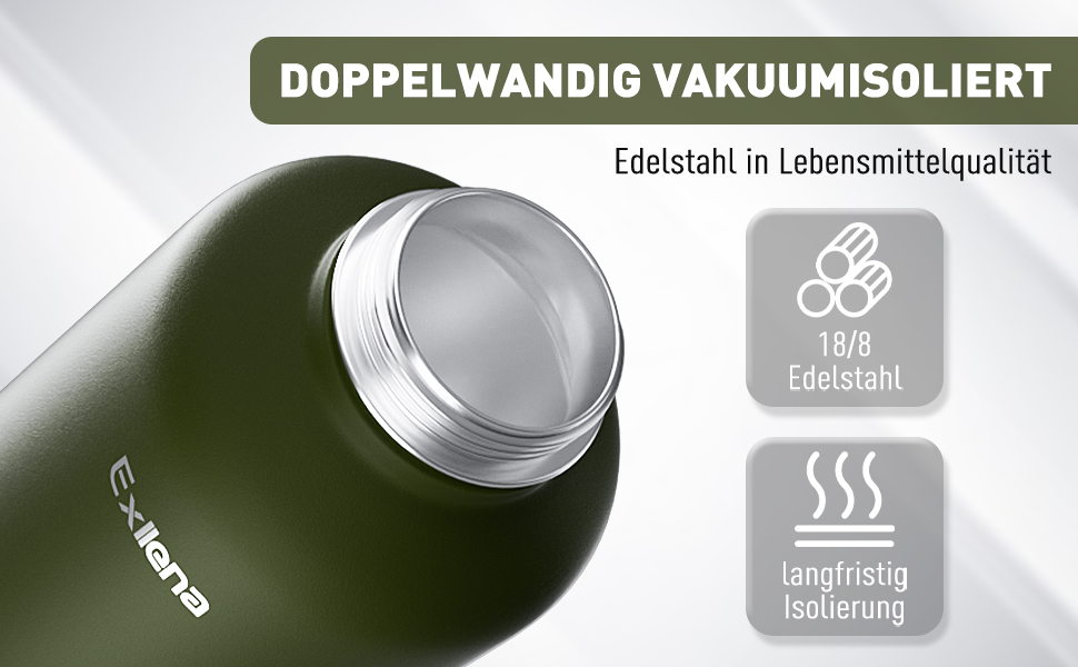 2L Stainless Steel Water Bottle with Straw, Double-Insulated Water Bottle 2 Liter with Two Lids and Protective Silicone Boot, Practical Paracord Handle for Carrying - (1893 ml, Green)