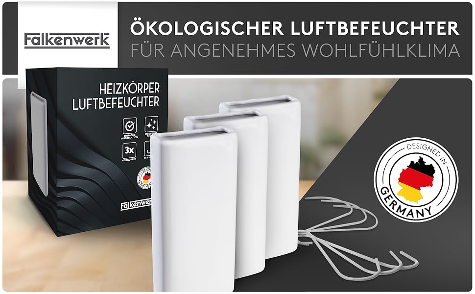 Керамічні зволожувачі повітря для радіаторів опалення [3 шт.] - Універсальні зволожувачі для радіаторів з гнучким гачком - Екологічні зволожувачі опалення [підходять для всіх опалювальних приладів] Білі
