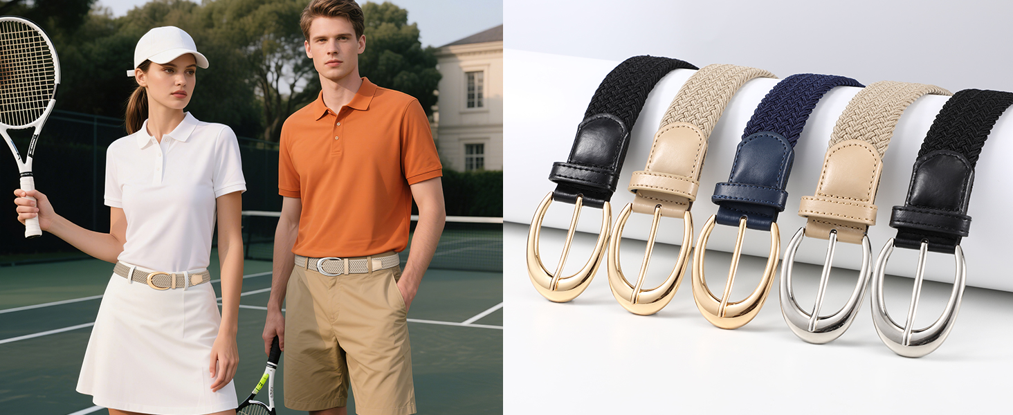 Плетений ремінь WERFORU: еластичний жіночий/чоловічий ремінь з пряжкою кольору хакі, 110 см