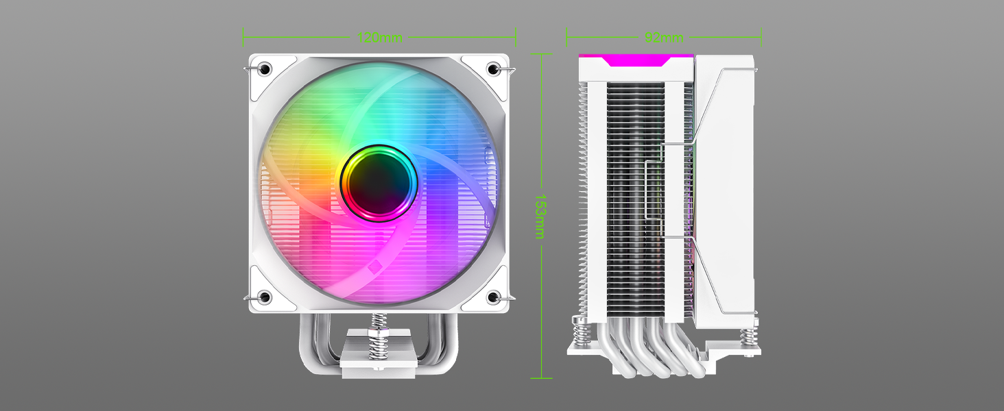 Кулер CPU GAMEMAX SIGMA 550 Infinity Weiß: 220W, 5 Heatpipes, ARGB PWM 120mm, LGA1851/1700/AM5/AM4