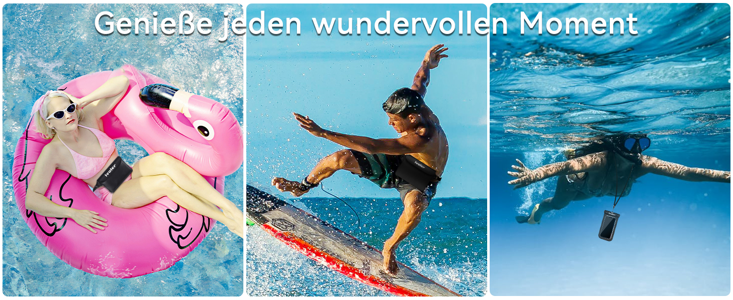 Водонепроникна поясна сумка-мішок Ivoler з водонепроникним чохлом для телефону, універсальна пляжна сумка для водного спорту, плавання, відпочинку на човні (чорна)