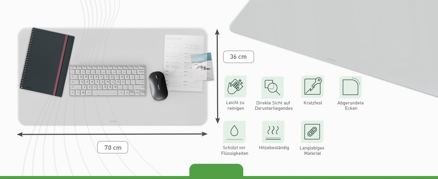 Leitz Великий килимок для миші для геймінгу, сірий, 100 x 40 см. Нековзне покриття, точне відстеження миші, легко миється. Підходить для офісу, дому та геймінгу.