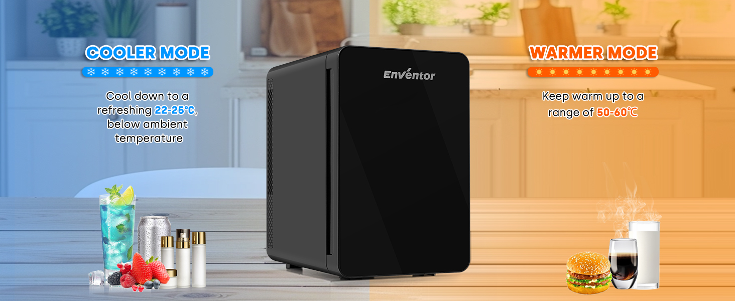Міні-холодильник Enventor 10/15 літрів, 220V/12V, портативний, з LCD, для авто, подорожей, косметики, їжі та напоїв (білий/чорний)