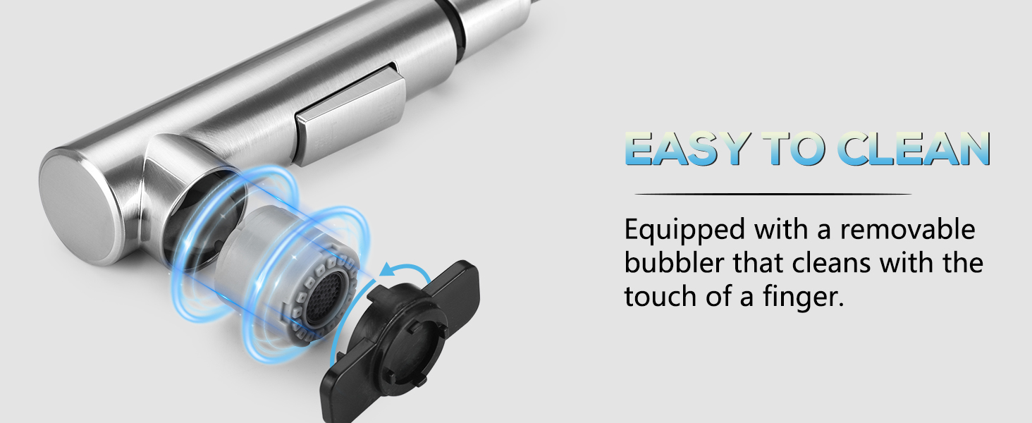 Кухонний змішувач висувний BONADE з душем, 360° поворот, змішувач для кухні з 2 струменями, з нержавіючої сталі, однорідний