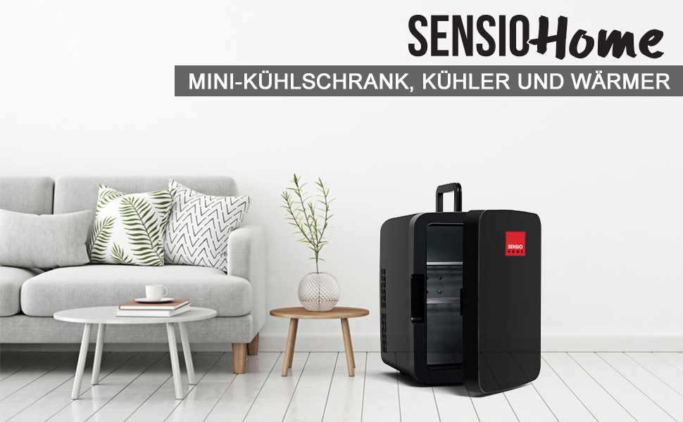 SENSIOHOME Міні-холодильник 10L 2-в-1: охолодження та нагрівання, 12/230V, для авто, спальні, офісу, кемпінгу, косметики, чорний