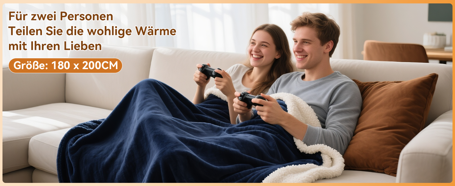 Електрична ковдра Olycism з автовимкненням 160x130 см, 10 режимів нагріву, таймер, захист від перегріву, блакитна
