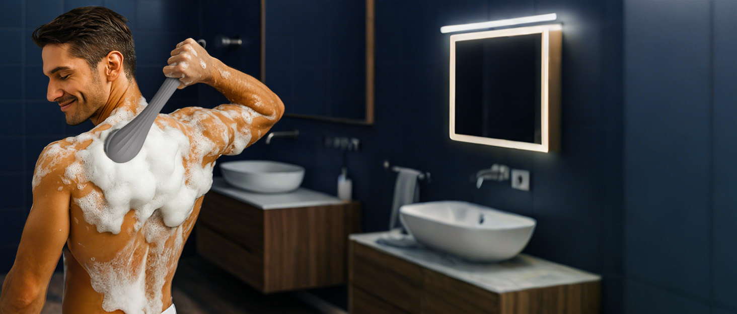 Електрична щітка для спини VOYOR BC300 (сіра): для скрабу та масажу тіла, водонепроникна, USB-зарядка