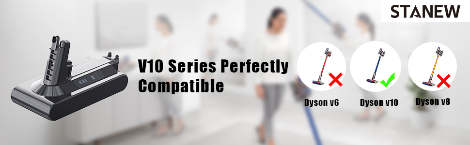 Замінний акумулятор Stanew 21.6V 4500mAh Li-ion для пилососів Dyson V8 SV10 (V10 BATTERY), з 2 фільтрами