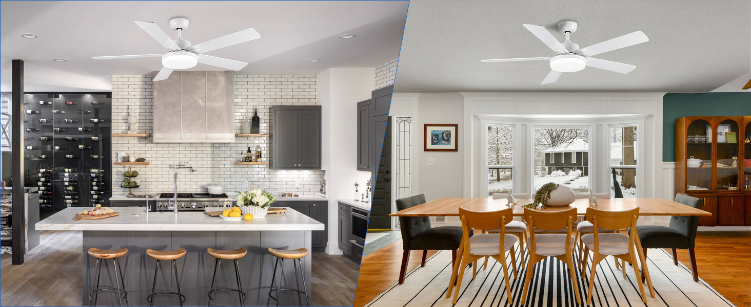 Стеляний вентилятор Newday 153 см з підсвіткою та пультом керування, 5 лопатей, DC мотор, реверс, пам'ять, регулювання яскравості (білий)