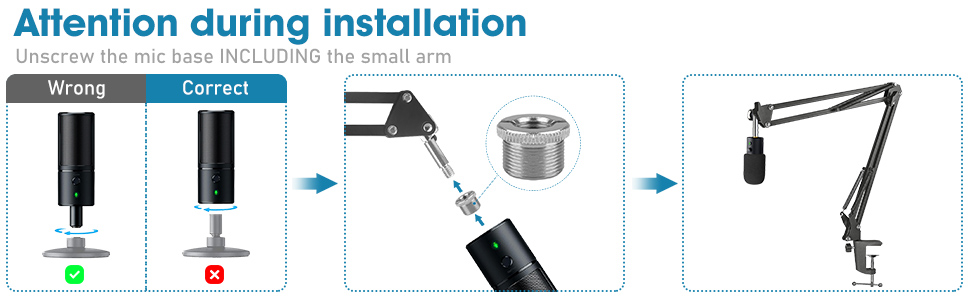 Підставка для мікрофона ChromLives для Razer Seiren X, з поп-фільтром, вітрозахистом та кабелетримачем, 5/8 адаптер