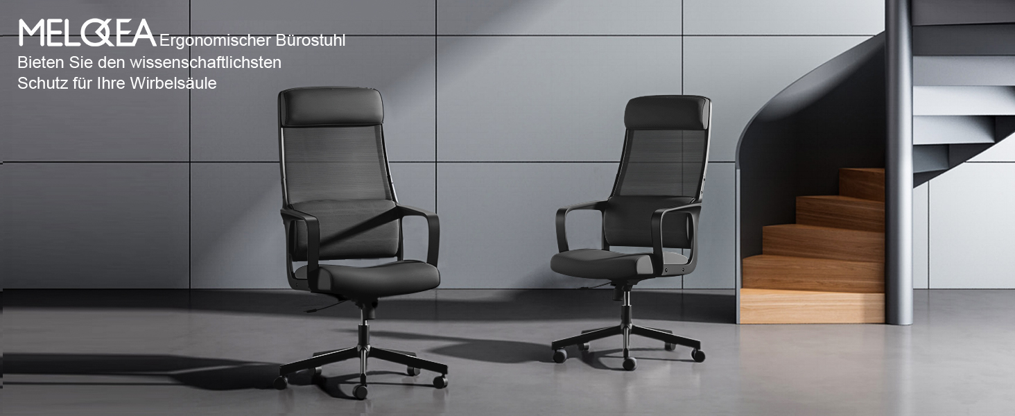 Ергономічне крісло для офісу з регульованою підголівником, крісло для робочого столу з широким сидінням, підтримкою попереку, офісне крісло 200 кг, сітчасте крісло, крісло для дому та офісу, комп'ютерне крісло EN 1335 (Чорний)