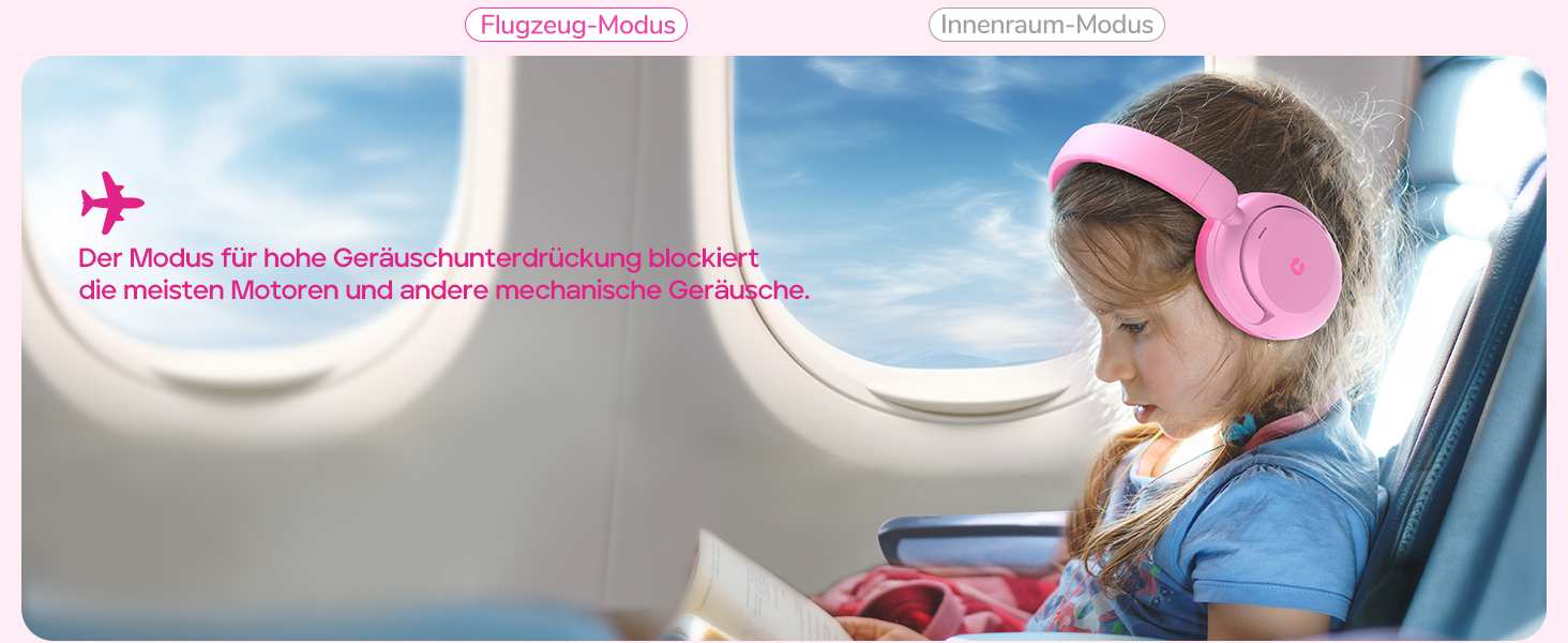 iClever Бездротові навушники з шумозаглушенням для дітей Bluetooth, 60 годин роботи, 80дБ безпечний рівень гучності, зручна посадка, Bluetooth 5.4, AUX кабель для подорожей, білий, зелений, рожевий (C Рожевий)