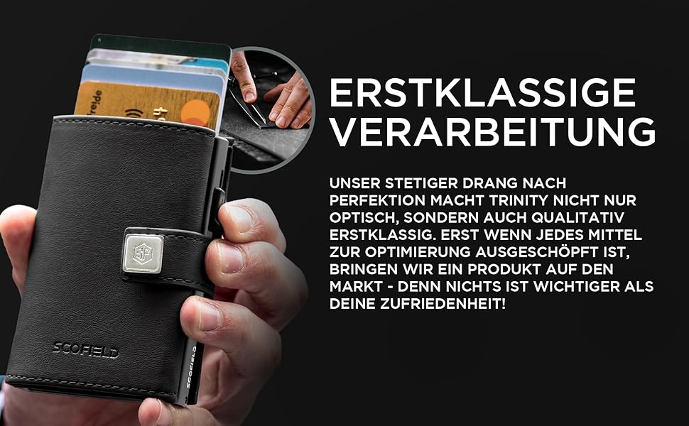 Чоловічий гаманець SF SCOFIELD з відділенням для монет | Тонкий гаманець на 9-11 карток | RFID захист | Чоловіче портмоне | Гаманець з монетницею | Чорний | Slim Wallet