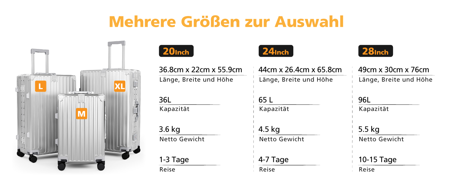 Чемодан ALPHA CAMP XL з алюмінієвим каркасом та полікарбонатною жорсткою оболонкою, TSA-замок, 40x36x77 см, 93 л, срібний