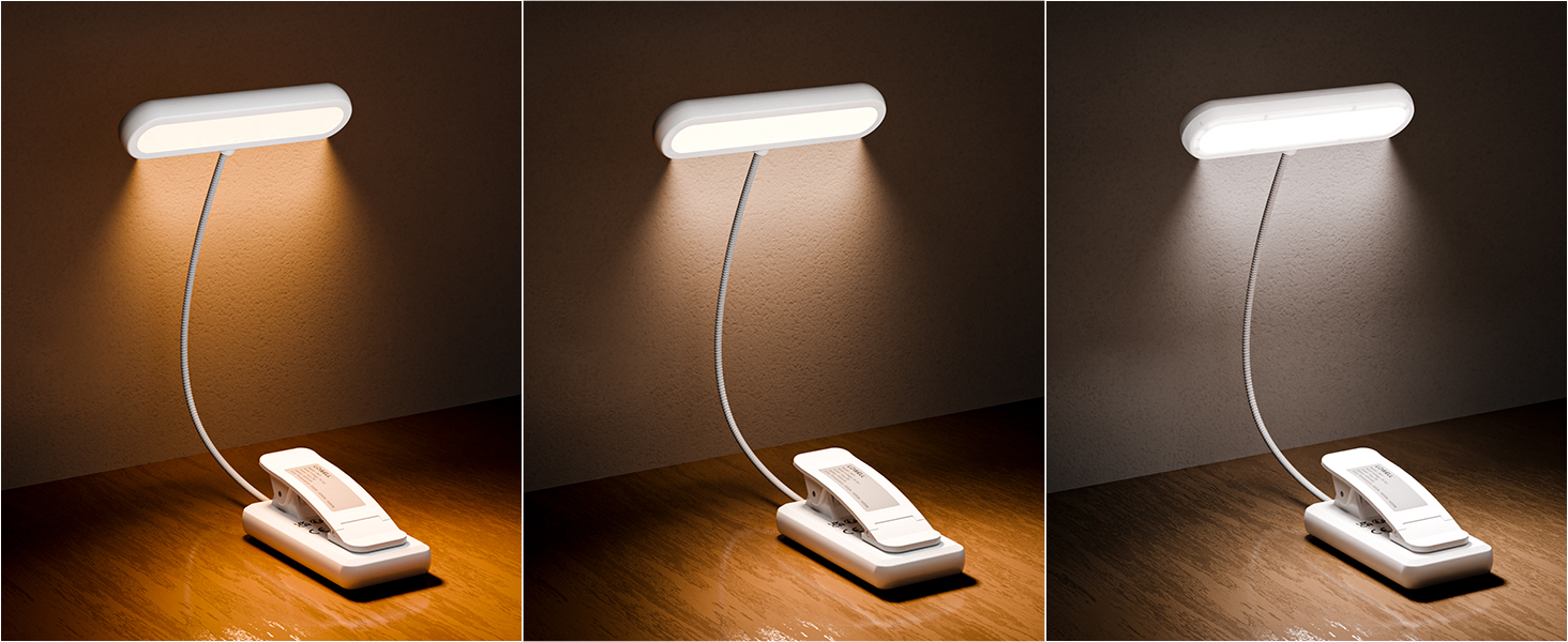 Ліхтар для читання LQWELL на шию, LED, 3 кольори/яскравість, гнучкий, акумуляторний, для читання, в'язання, рукоділля (білий, прямокутний - 3 шт)