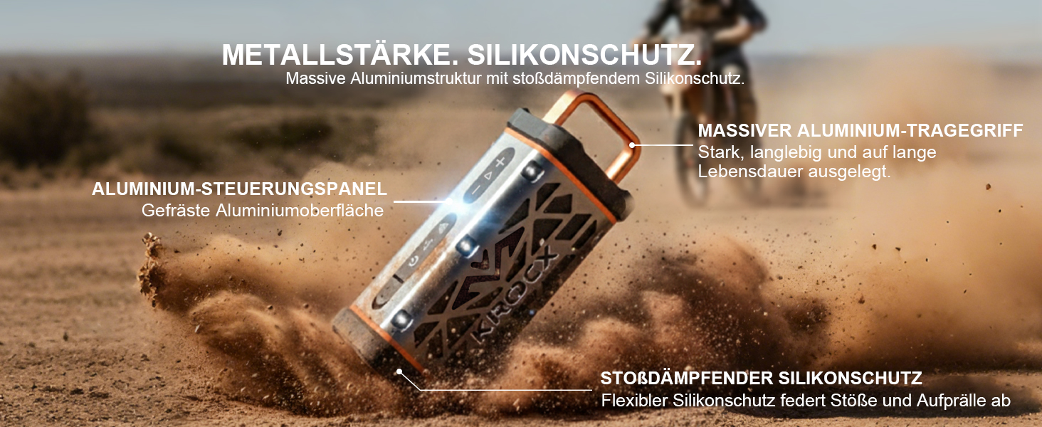 Bluetooth колонка TRAVOR 45W, алюмінієвий корпус, IP68 водонепроникна, портативна, для саду, кемпінгу, будинку, стерео-з'єднання, 25 год роботи, сірий
