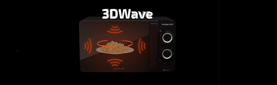 Мікрохвильова піч Cecotec ProClean 3030, 20л, 700Вт, технологія 3DWave, таймер на 30 хв, чорна