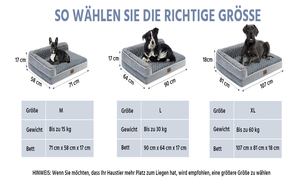 Ортопедичне ліжко для собак великих порід - водовідштовхуюче, з неслизьким дном та знімним чохлом (M: 71 x 58 x 17 см)