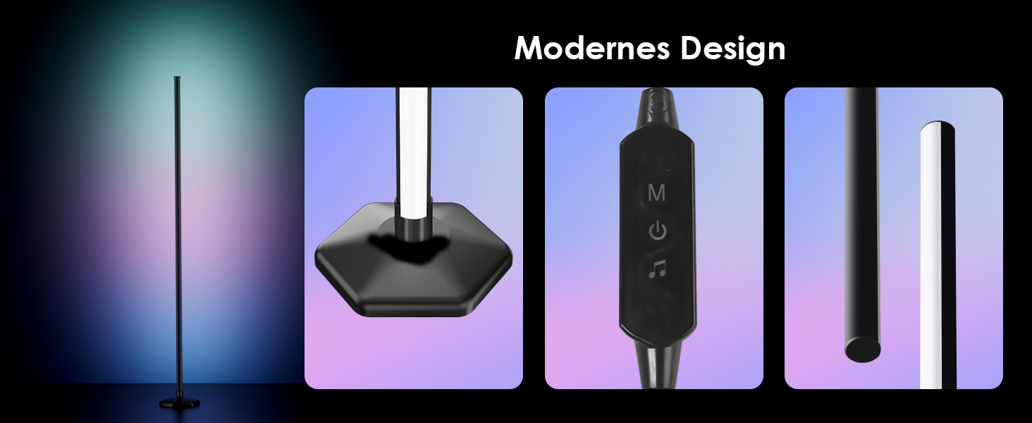 LED-підлогова лампа WISIMMALL з RGBIC підсвічуванням, 170 см, диммування, керування пультом/додаток, 16 млн кольорів, 300 режимів, музичний синхронізатор для вітальні, спальні, ігрової кімнати