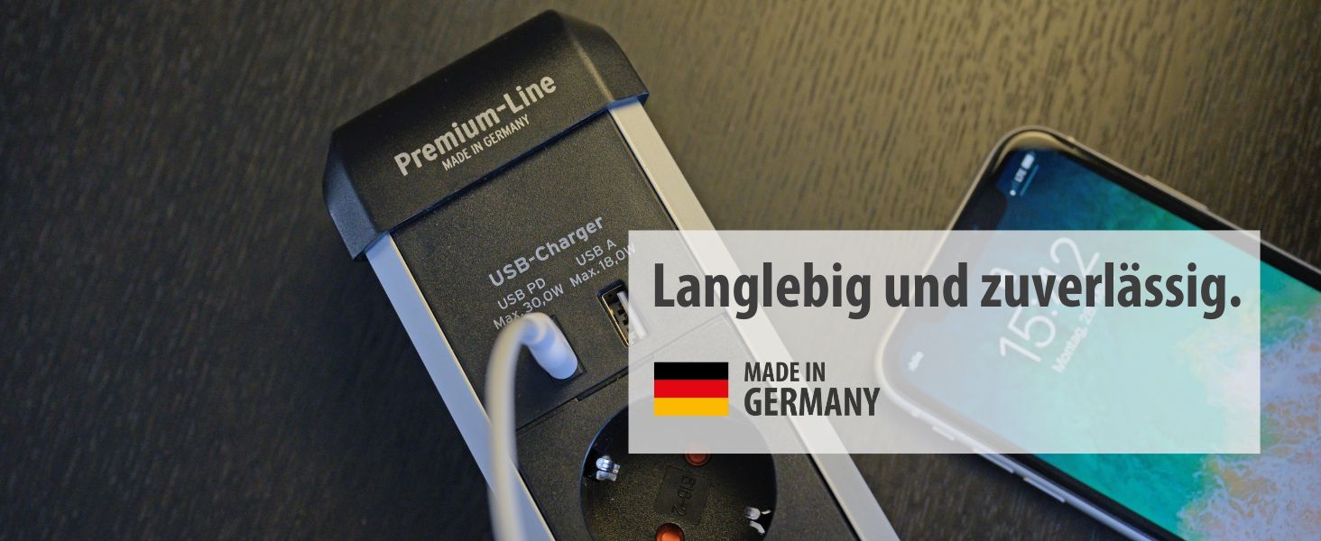 Мережевий фільтр Brennenstuhl Premium-Alu-Line на 6 розеток з USB (3.1A), 3м, алюмінієвий корпус, з вимикачем, Made in Germany